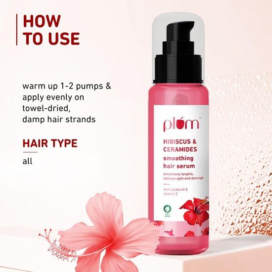 Plum Hibiscus Hair Serum for Long Hair, with Ceramides, Jojoba Oil and Vitamin E I Hair Serum for Women & Men  I 75ml