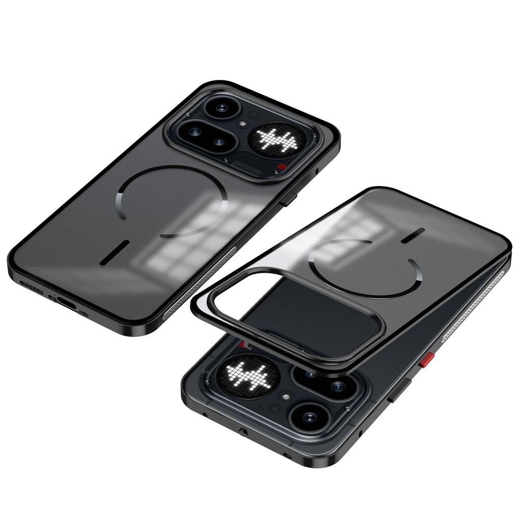 Coque Pour Nothing Phone 4A Pro Phone 4A Alliage d'Aluminium Cadre Métallique Pare-chocs Acrylique Givré Cover de Recharge Sans Fil Magsafe
