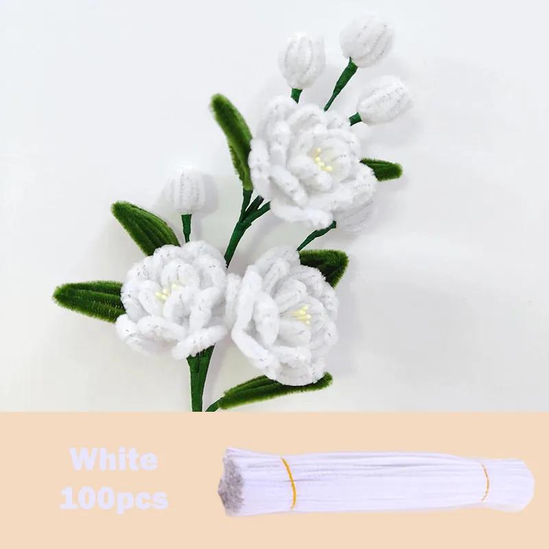 100Pcs Colorful Chenille Stems Pipe Cleaners Plush Tinsel Stem Wired Twist Sticks Hair Strip Diy Craft Educational Toys Handmade