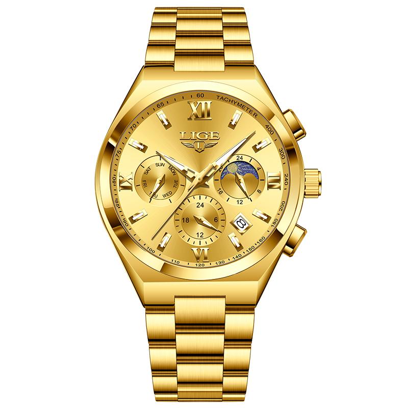 

LIGE Новые модные мужские часы Лучший бренд класса люкс бизнес светящиеся водонепроницаемые мужские кварцевые часы из нержавеющей стали