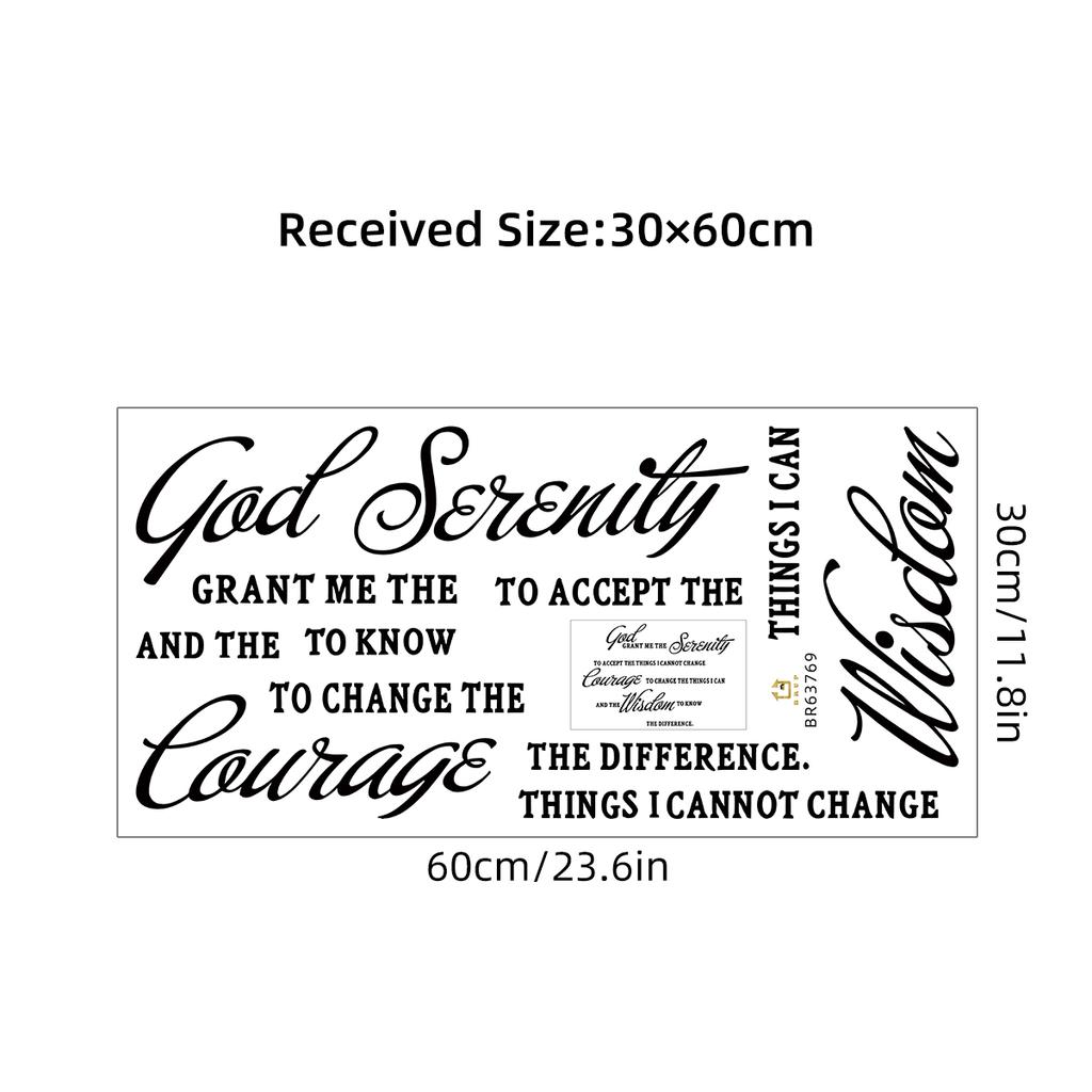 1pc English"God Grant Me The Serenity "Art  Text Wall Stickers for Bedroom Children's Room Decor Living Room Decoration Wall Art