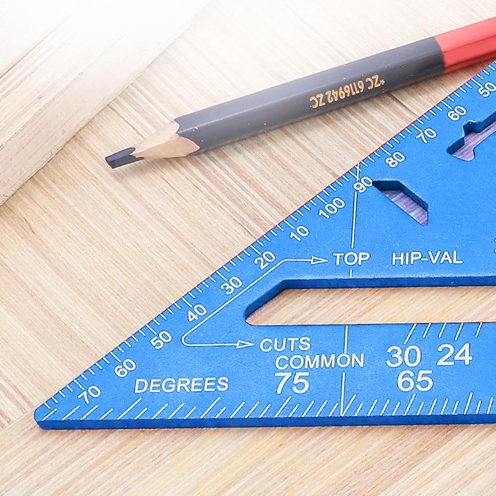 Triangular Ruler Triangle Ruler Protractor Square Ruler Aluminum Alloy Woodworking Measuring Tools Gauges Carpentry Inch Metric