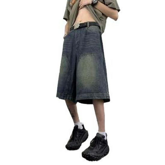 Unisex Distressed Wide-Leg Jeans, Summer Shorts, Versatile Harem Pants, Trendy Loose-Fit Shorts