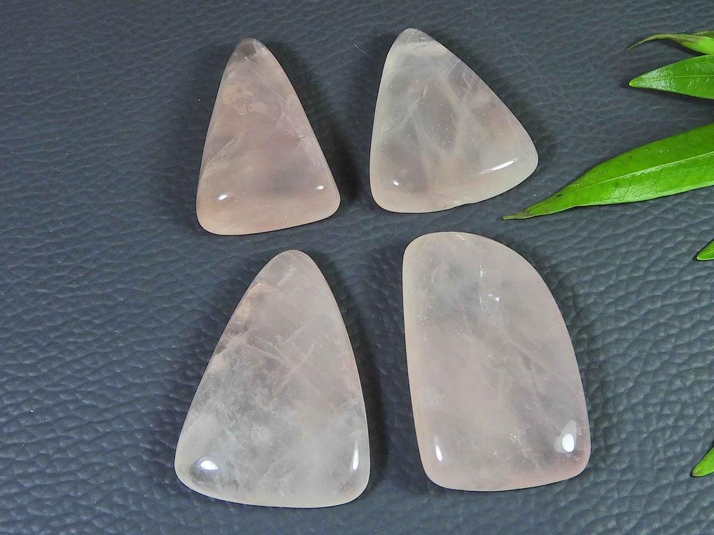 226Cts AAA Rose Quartz Mix Crystal Cabochon Loose Gemstone 4Pcs Lot 33-37MM RQ-2875