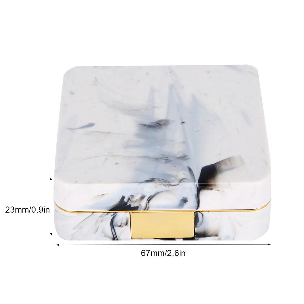 Portable Marble Surface Mirror Square Soaking Contact Lens Case Golden