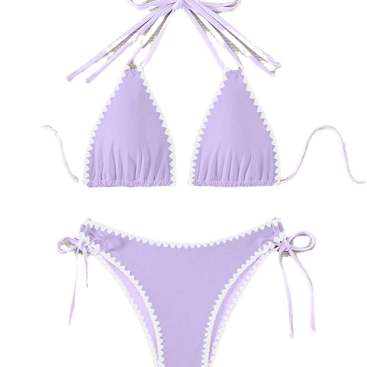 

2026 Flower Bud Neck Strap Bikini Swimsuit Women Summer Beach Vacation Women XL