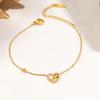 Stylish Heart-Shaped Zircon Inlaid Titanium Steel Bracelet - Non-Fading Couple Design for Women