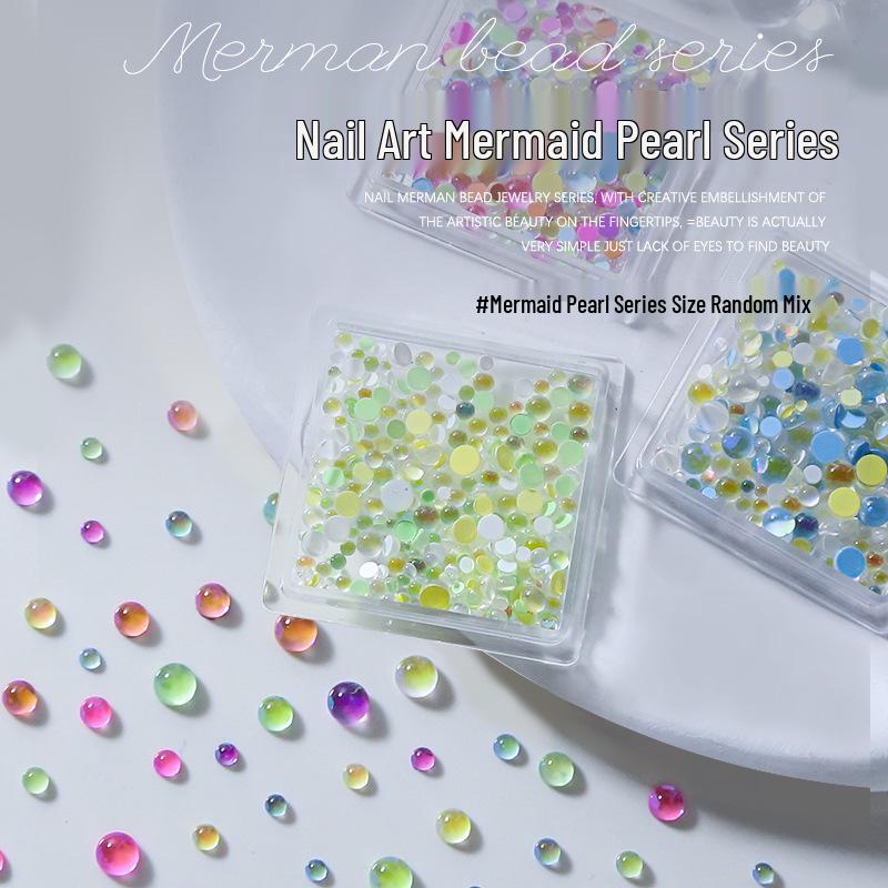 

Mermaid Iridescent Glass Beads Nail Art Decorations