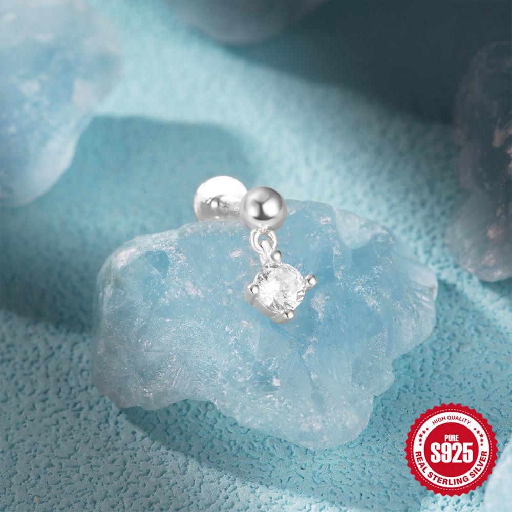 canner 925 Sterling Silver  1PC Dainty Prong Setting Stud Cartilage Helix Tragus Piercing Hypoallergenic Earring Jewelry Gift for Women