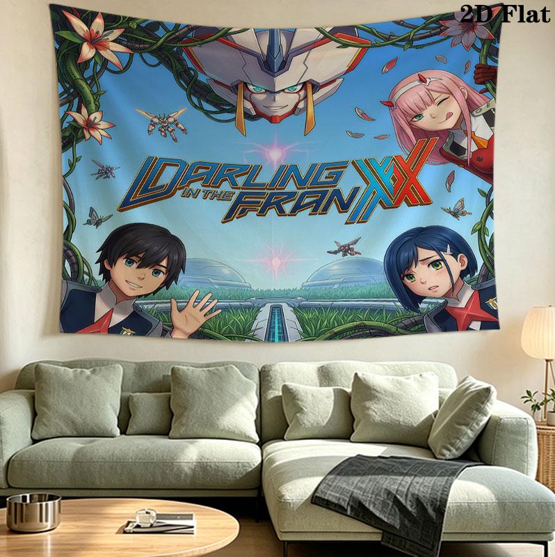 Franxx Wall Tapestry Aesthetic Wall Hanging Printed Fabric Blanket Decorative Tapestries For Bedroom Living Room Home Decor