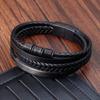 Luxury Classic Multi-layer Style Hand-woven Winding Stainless Steel Men's Leather Bracelet With Magnet Clasp For Men's Jewelry