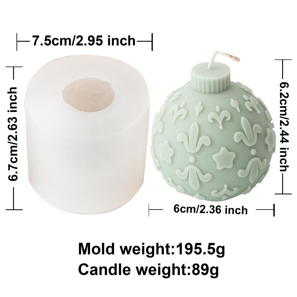 3D Relief Snowflake Ball Candle Silicone Molds Geometric Stripe Spherical Aromath Plaster Soap Resin Mold Christmas Decor Gifts