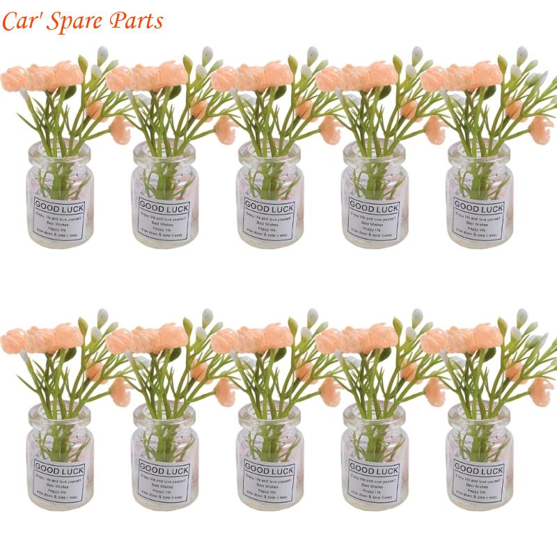 Y4UA Miniature Potted Flowers Ornament Car Dashboard Center Console Mount Greenery Decoration Glow Small Figurines Decors