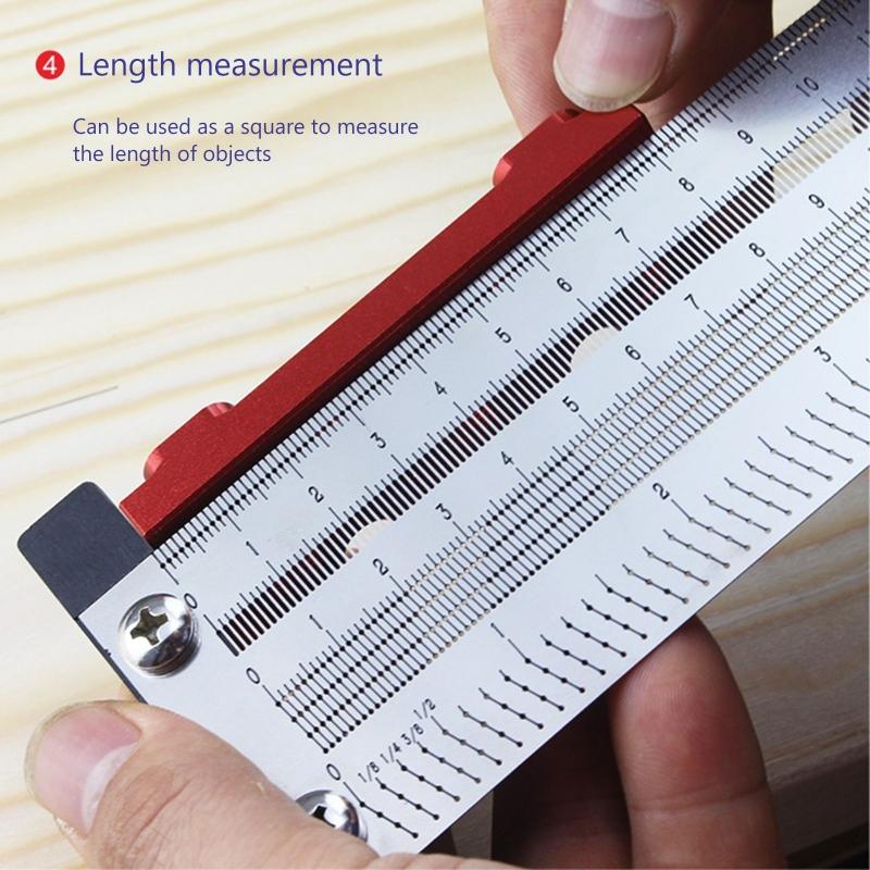 Portable for T Type Scribing Ruler Stainless Steel High Precision Metric Hole Ruler Precision Marking T-Rule Carpenter T