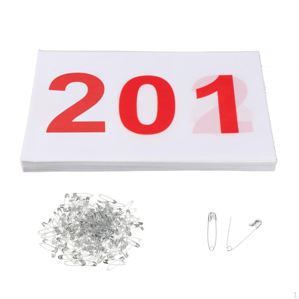 100 Pack Lightweight Numbered Race Bibs for Sports, Reliable Athletes,