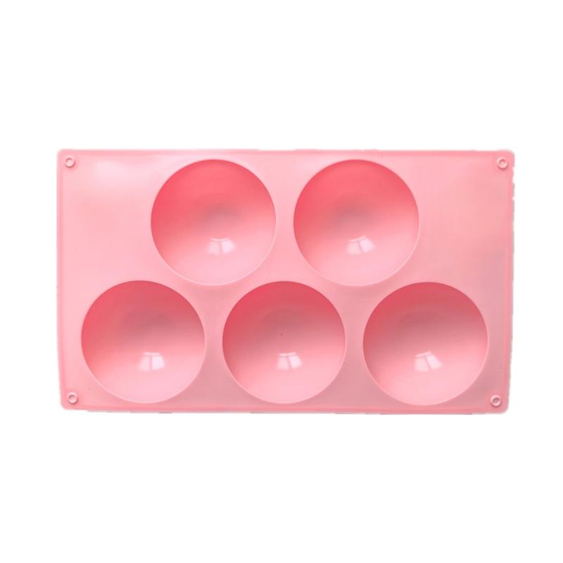 5-Hole Circular Footprint Silicone Baking Tool Non-Toxic Flexible DIY Mold for Cookie Fondant Cake Chocolate Holiday Gift Making