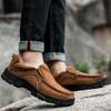 Fashion Outdoor Men's Casual Hiking Shoes Men Non-slip Walking Footwear Genuine Leather Male Comfortable Loafers Male All-match Flats