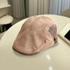 Suede retro duck tongue forward hat autumn and winter American versatile duck tongue beret shows a small face and wears a painter hat