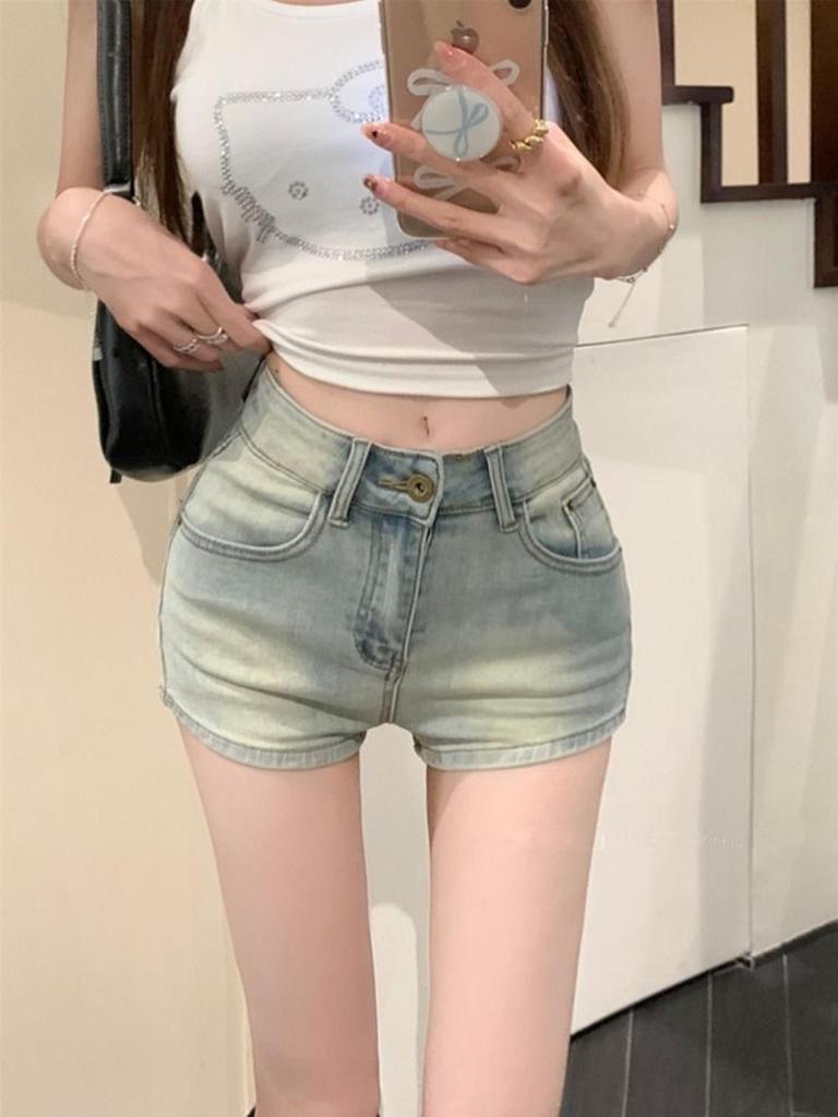 Women's Retro High-Waisted Denim Shorts - Casual, Fashionable & Versatile