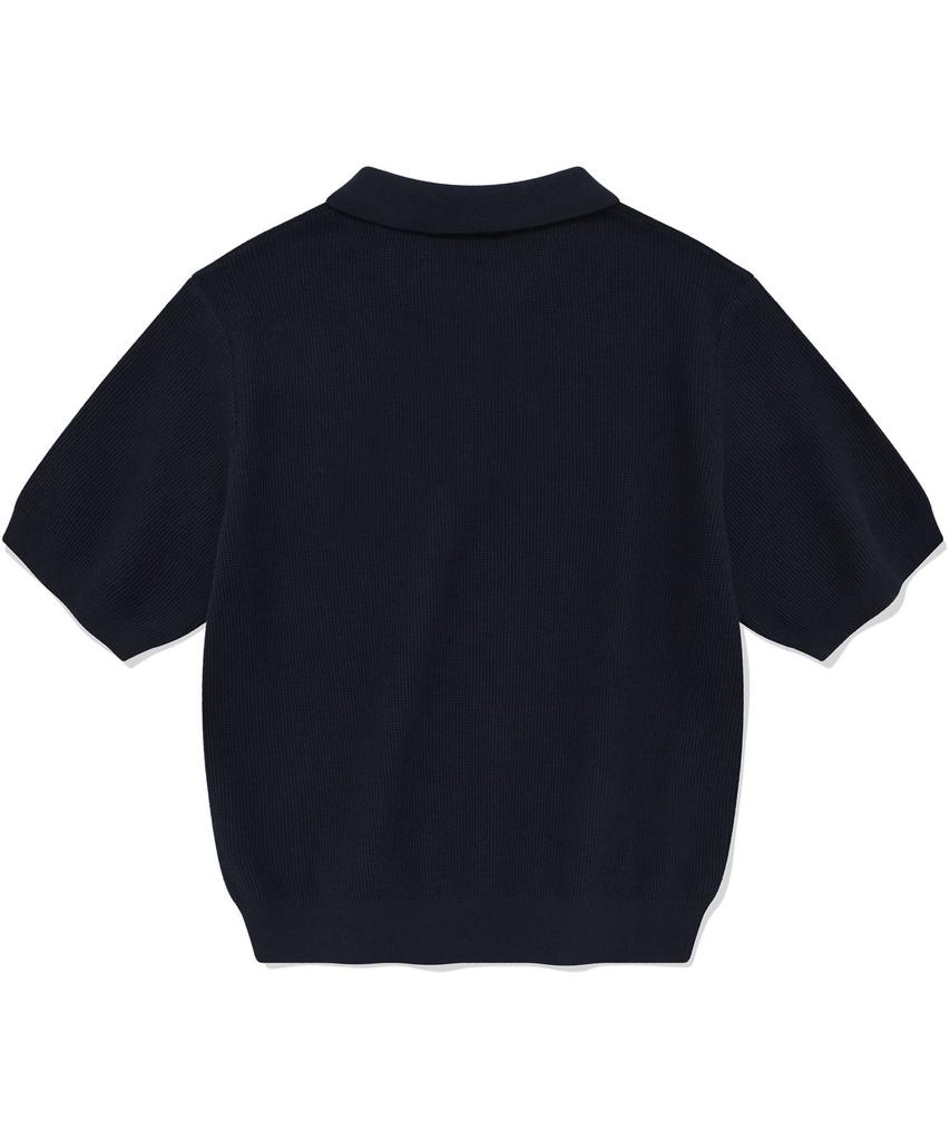 COVERNAT WOMAN Basic Waffle Collar Knit Navy