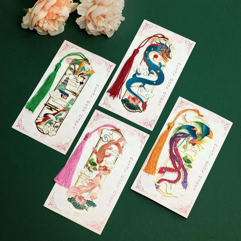 Guofeng Theme Metal Bookmark Hollow High Value Small Gift Guochao Small Gift Merchandise Souvenir Metal Bookmark
