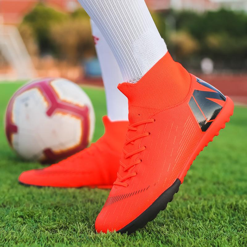 Youth children's sneakers grinding nails leather feet campus sports training women's high-top football shoes men's game 2025 broken