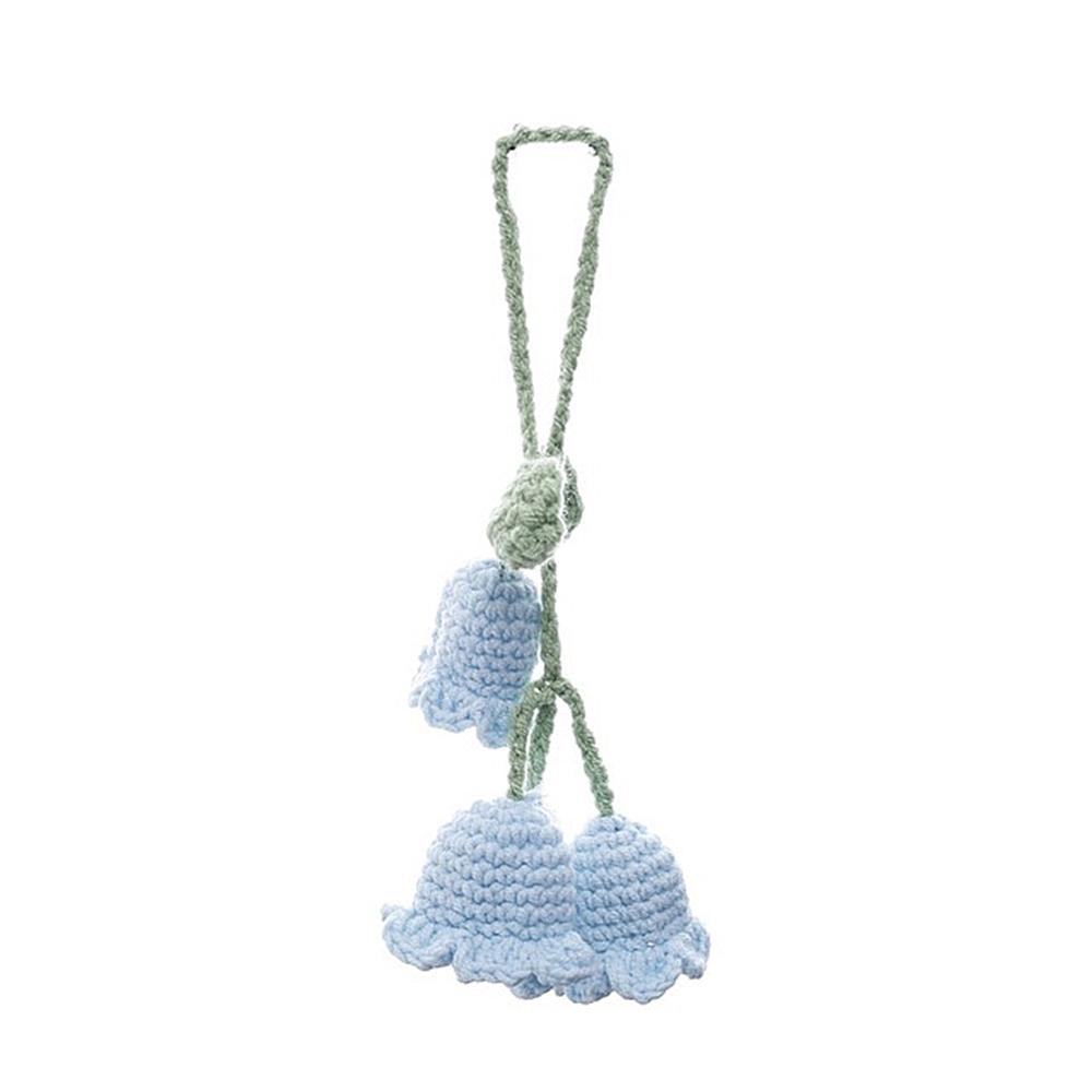 Lovely Handmade Knitted Bell Orchid Keychain for Women Girls Romantic Flower Pendant Handbag Ornament Car Accessories Gifts
