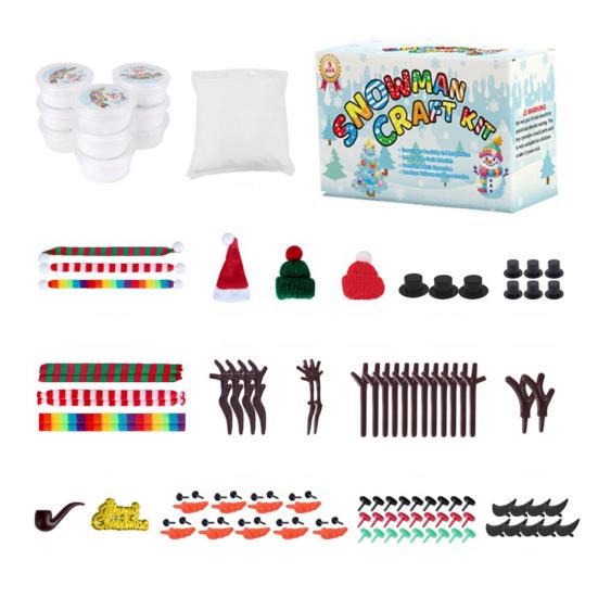 41/86/96/117/131Pcs/Set DIY Christmas Clay Snowman Kit Kids Handmade Build a Snowman Modeling Clay Crafts Xmas Stocking Stuffers Holiday Gift