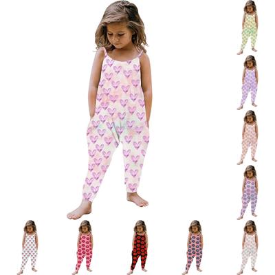 Toddler Kids Baby Girls Sleeveless Summer Valentine's Day Printed Romper Jumpsuit Playsuit Clothes