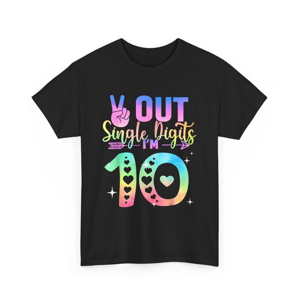 Peace Out Single Digits Tie Dye 10 Year Old Girl Birthday T-Shirt
