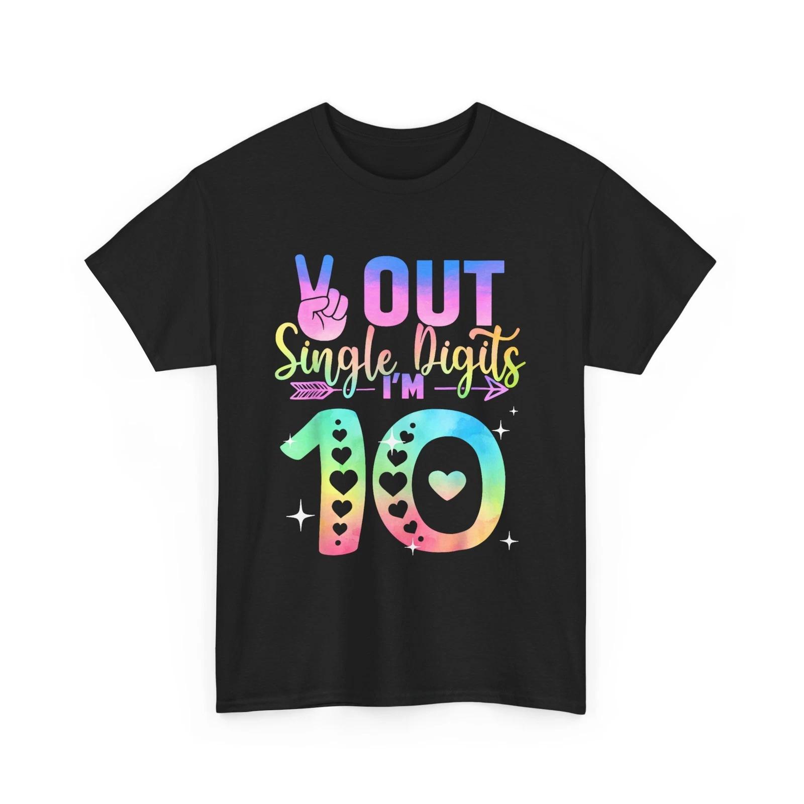 Peace Out Single Digits Tie Dye 10 Year Old Girl Birthday T-Shirt S