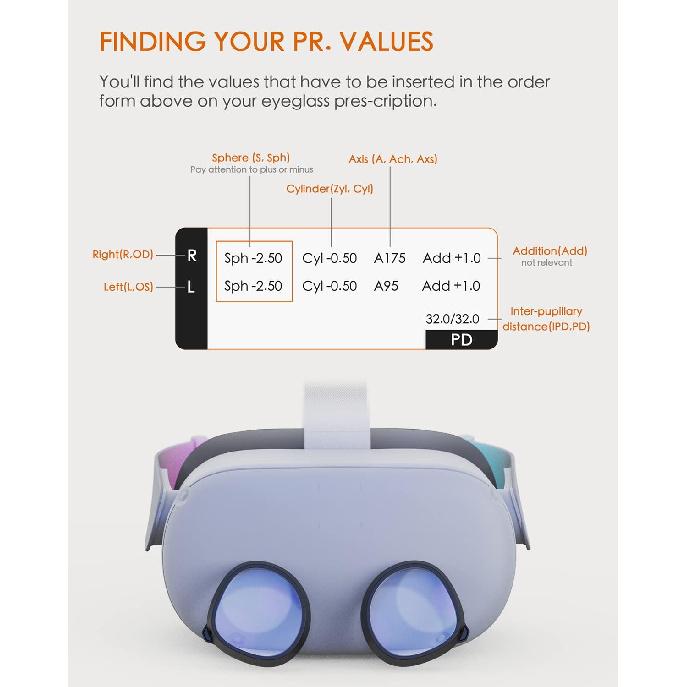 Amavasion Glasses Lenses Compatible with Quest 3S/2, VR Lenses Insert Easy-to-Install Frame Plus Lens Combination SPH:-3.50 (One Lens)