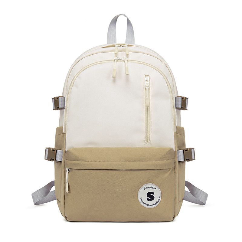 

Seasdoor High School Student Large Capacity Female Double Backpack Beige