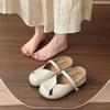 French Retro Mary Jane Single Shoes Women's 2025 New Summer Versatile Flat Bottom with Skirt Soft Sole Bean Half Slippers