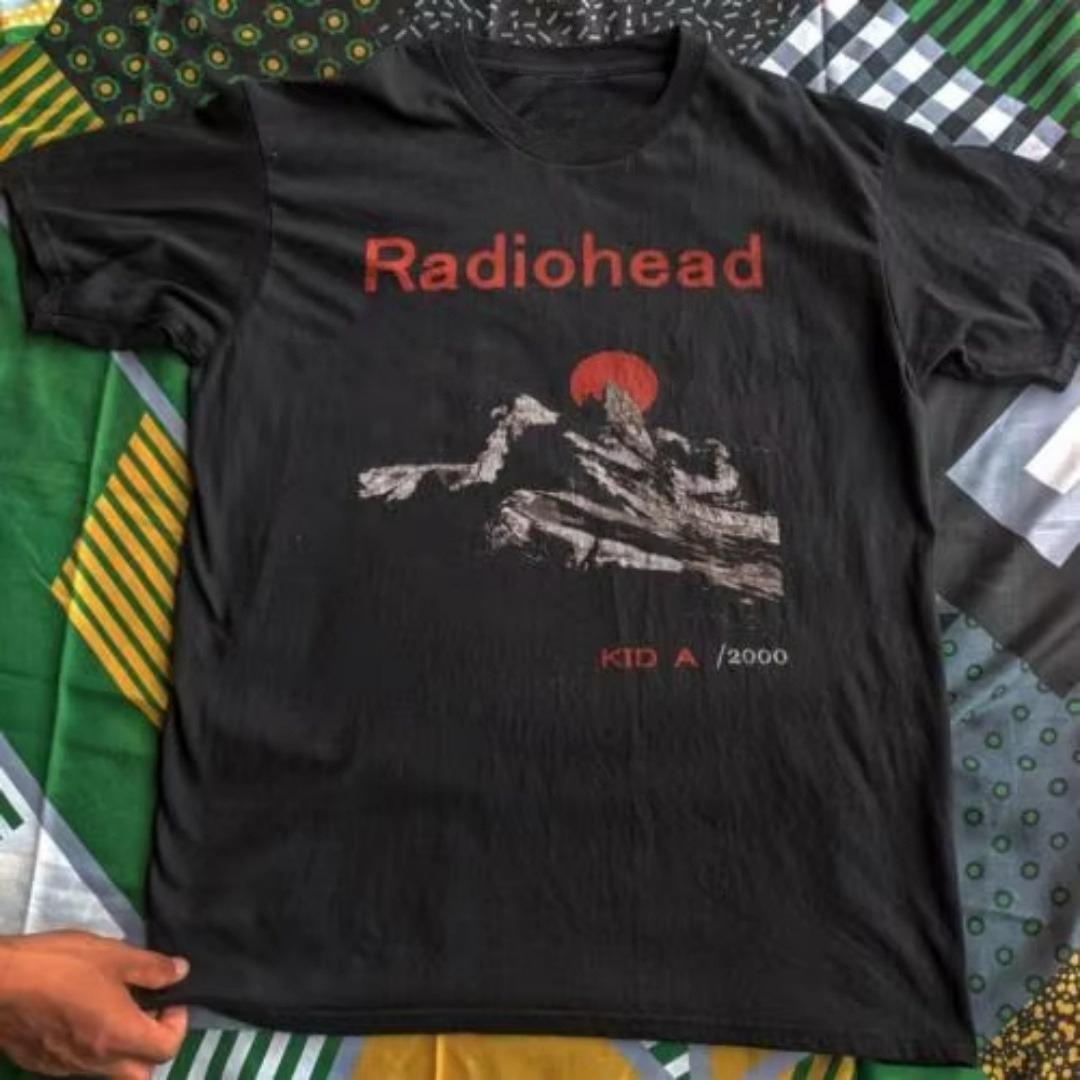 

Radiohead Kid A Album Tour Rare Navy Blue TShirt Short Sleeve TShirt Women Same High Quality Unisex Cotton Summer 3XL