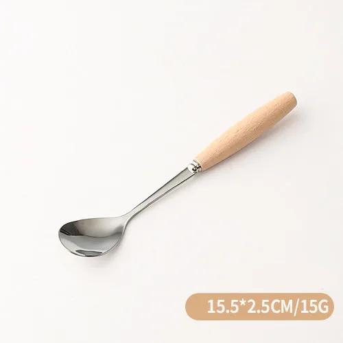 

Fruit Fork spoon Stainless Steel Steak Dinner Fork Wooden Handle Teaspoon Western Cutlery Dinnerware Set Tableware forks fork