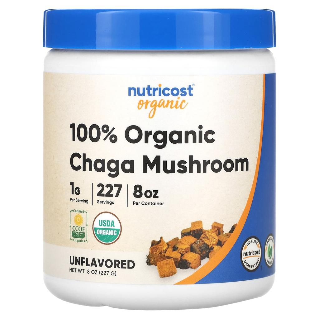 100% Økologisk Chaga-sopp, Usmaksatt, 227G(8 oz)