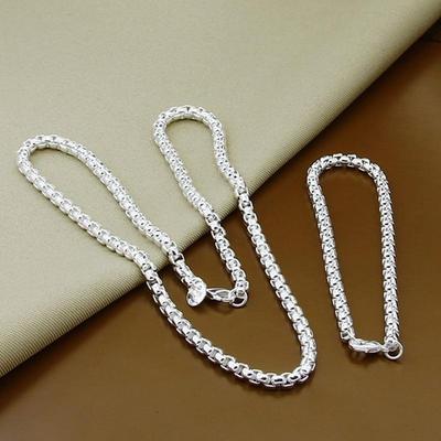 Korean Style Silver-Plated Round Box Jewelry Set: Bracelet & Necklace (Hot Selling)