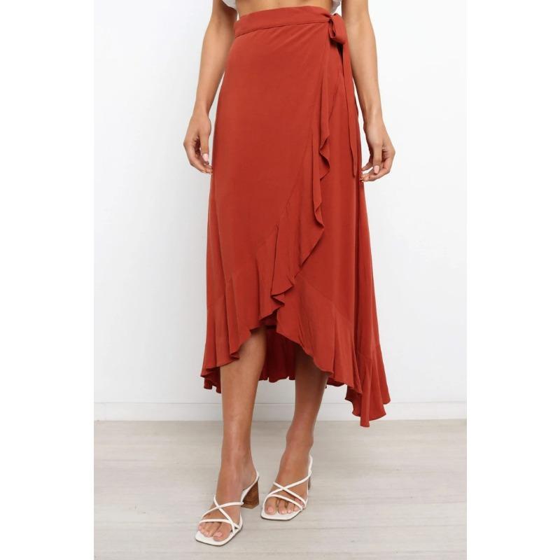 Summer fashion new all-match women's skirt, one-piece lace-up irregular ladies elegant skirt