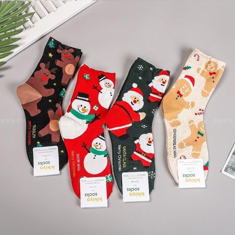 Cartoon Christmas Socks Cute Women's Christmas Socks Elk Mid Snow Man Socks Christmas Women's Socks