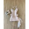 Womens 2-Piece Set Sleeveless Lace Trim Corset Top Slim Mini Skirt Outfit