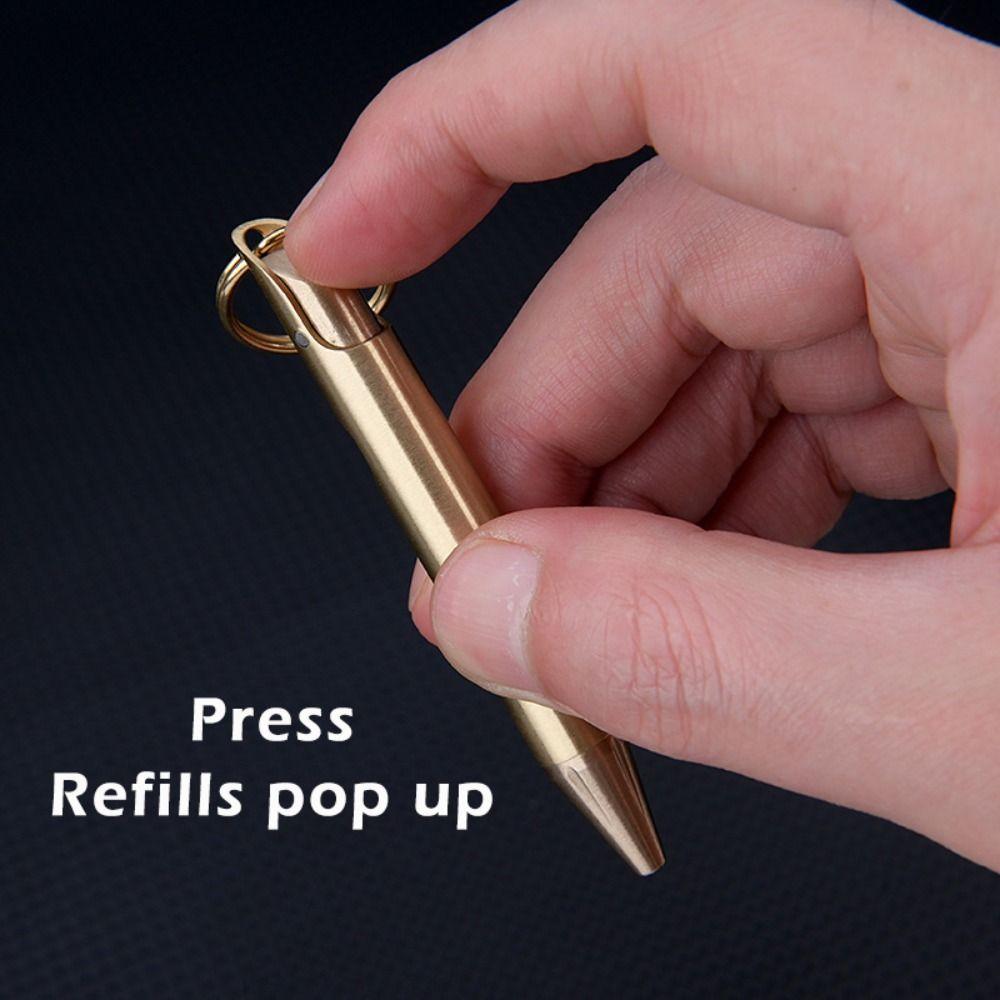 With Keychain Mini Ballpoint Pen Brass Writing Pen New Gel Pen  Outdoor