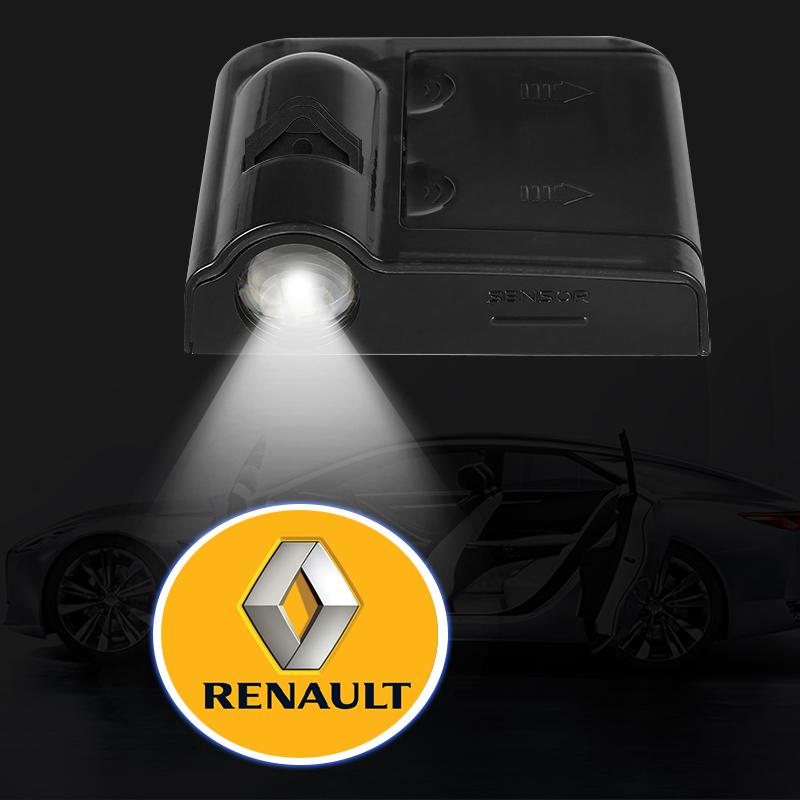 2Pcs Car Door Projector Lamps Emblem LED Welcome Light For Renault Dacia Sport Duster Megane 2 3 4 IV Clio Fluence Logan Captur