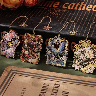 Hollow Flower Metal Bookmark Painted Book Clip Student Reading Stationery Teacher Gift Book Accessories Bookmarks for Books