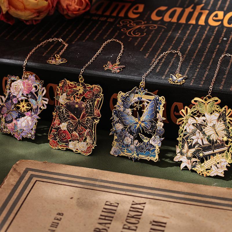 Hollow Flower Metal Bookmark Painted Book Clip Student Reading Stationery Teacher Gift Book Accessories Bookmarks for Books