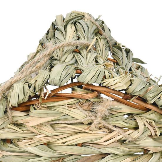 Hand-Woven Hanging Birdhouse Natural Grass Hanging Bird Hut House Shape Bird Shelter for Indoor Outdoor Garden Patio Tree Use