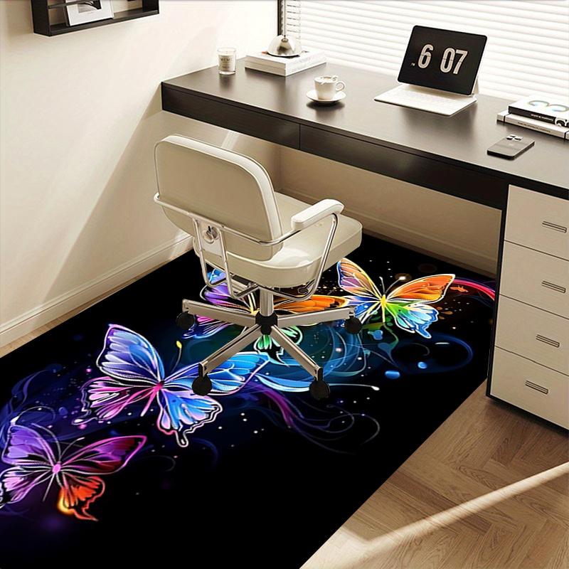 Colorful Butterfly Chair Mat Office Carpet, Oversized Rug for Home Decor, Sofa Mat, Desk Pad Gift, Suitable for Bedroom, Living Room, Various Rooms