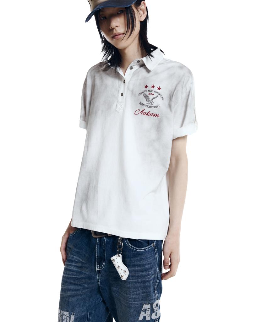 AAKAM Dirty Washed Pk Half Top (White)