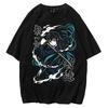 Trend Summer 2025 Cosplay Neutral Black and White Muichiro Tokito T-shirt Kimetsu Yaiba Demon Slayer Anime Black Shirt Soft Tee