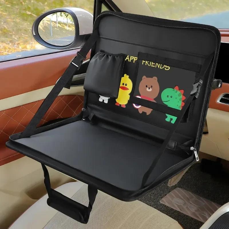 Multifunctional Car Work Table Folding Storage Bag Car Backseat Tray Table Steering Wheel Laptop Desk Car Organizer Food Trays